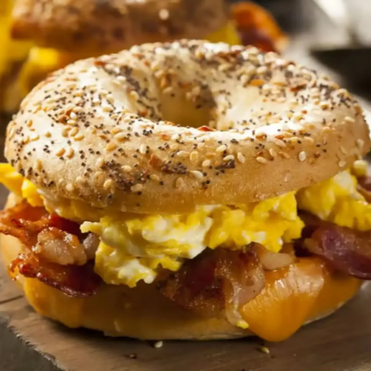 Bacon, egg, and cheese on a bagel from the Corner Bagel menu.